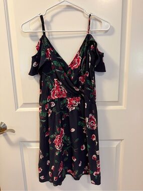 Joie Floral Cold-Shoulder Dress - Blue with Pink & White Floral